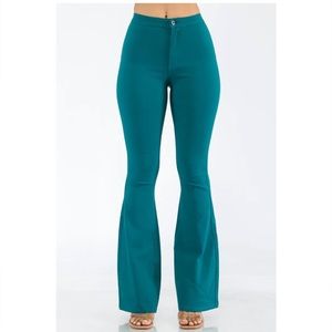 Brand New! TEAL HIGH WAIST SUPER STRETCH DISCO BELL BOTTOM PANTS